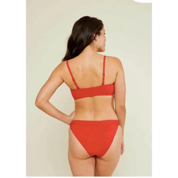 ANDIE SWIM  NWT The Banded Cheeky Bikini Bottom in Red // S - Picture 3 of 11